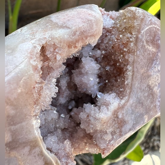 Pink Amethyst Crystal Moon with Purple, Quartz and a Sugar Druzy - Picture 11 of 11